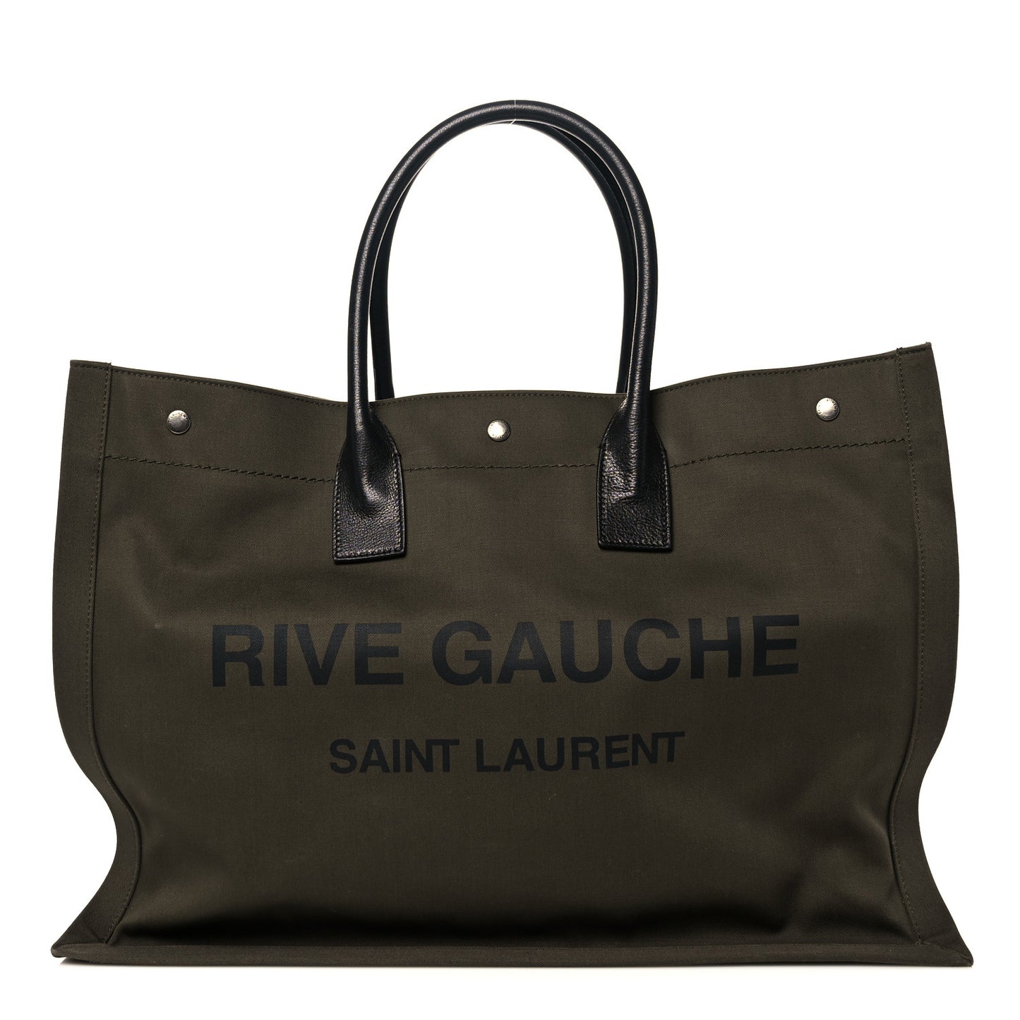 Linen Calfskin Rive Gauche Tote Khaki