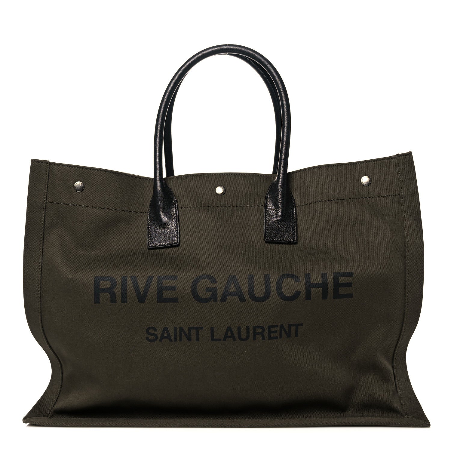 Saint Laurent Linen Calfskin Rive Gauche Tote Khaki 1 of 24