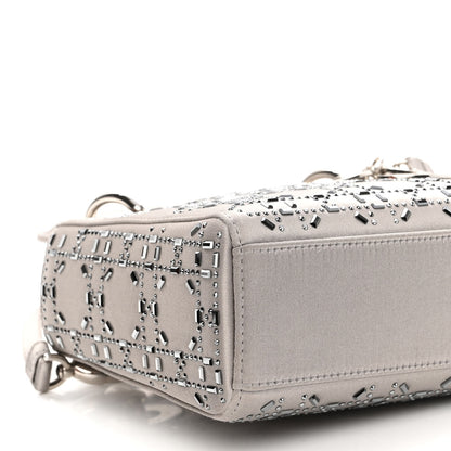 Christian Dior Satin Crystal Cannage Mini Lady Dior Gray 8 of 9