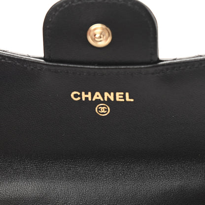 Chanel Lambskin Quilted Top Handle Flap Coin Purse With Chain Black 6 of 14