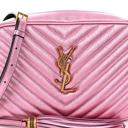 Saint Laurent Metallic Calfskin Matelasse Monogram Lou Camera Bag Vegas Pink 7 of 11