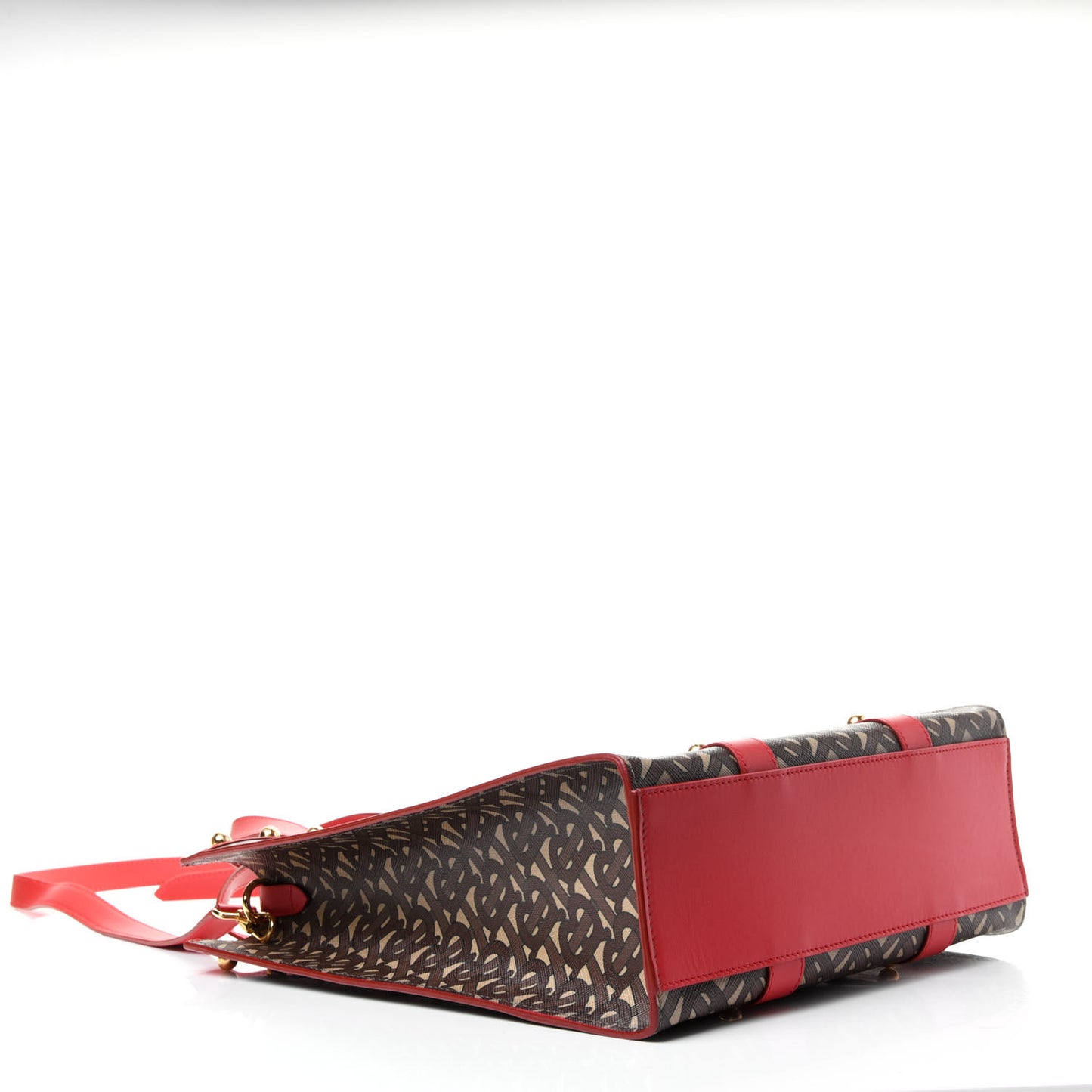E-Canvas Monogram Studded Medium Portrait Tote Bag Red
