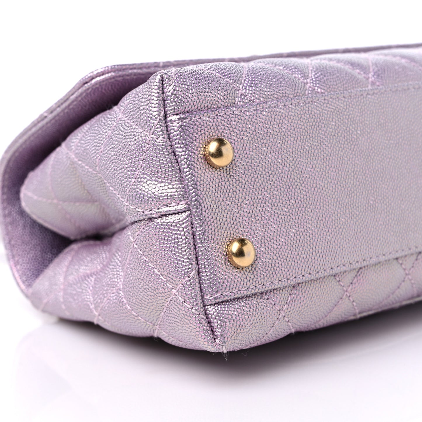 Iridescent Caviar Quilted Mini Coco Handle Flap Light Pink