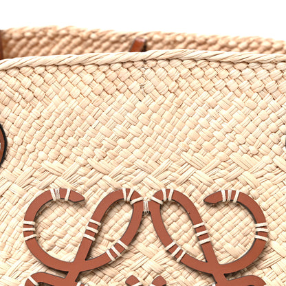 Loewe Calfskin Raffia Paulas Ibiza Small Anagram Basket Tote Bag Natural Tan 8 of 10