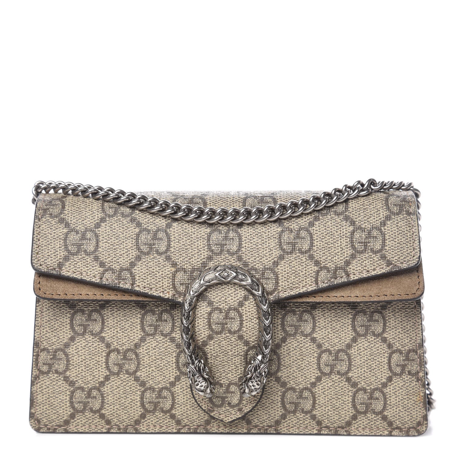 Gucci GG Supreme Monogram Super Mini Dionysus Shoulder Bag Taupe 1 of 9