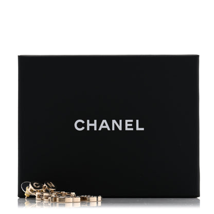 Chanel Metal Crystal CC Cha-Nel Logo Drop Earrings Light Gold 5 of 5