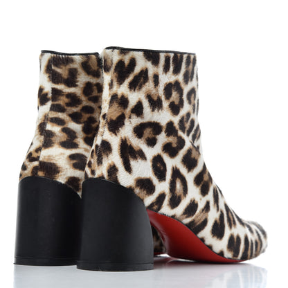 Christian Louboutin Pony Hair Leopard Turela 55 Ankle Boots 37.5 Black White 4 of 22