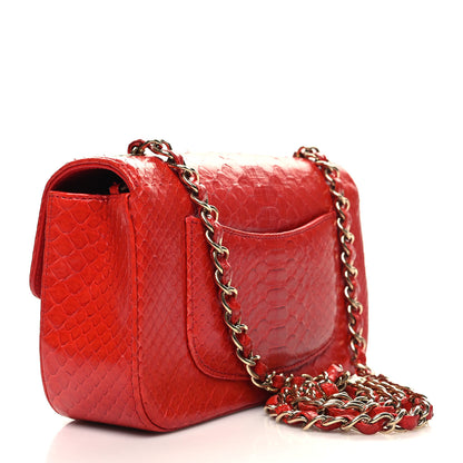 Chanel Snakeskin Mini Rectangular Flap Red 3 of 12