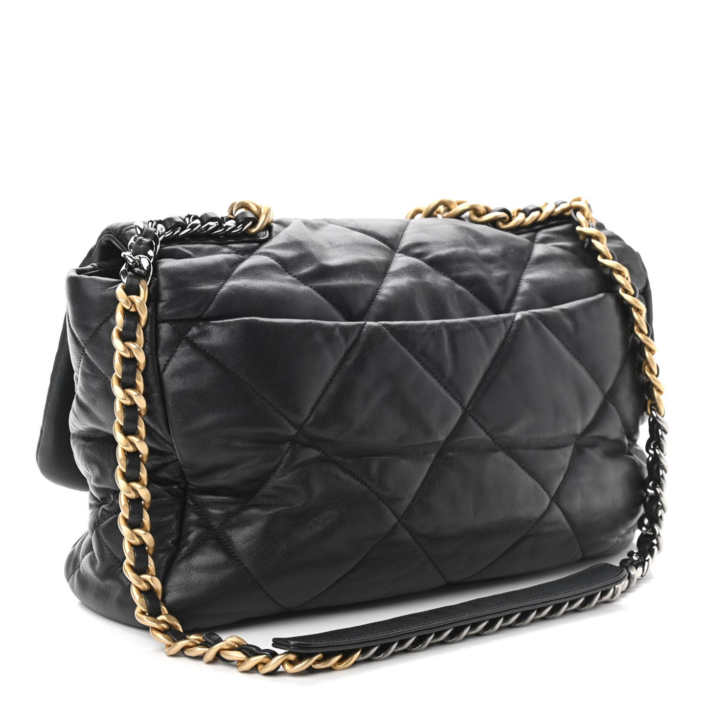 Goatskin Quilted Maxi Chanel 19 Flap Black