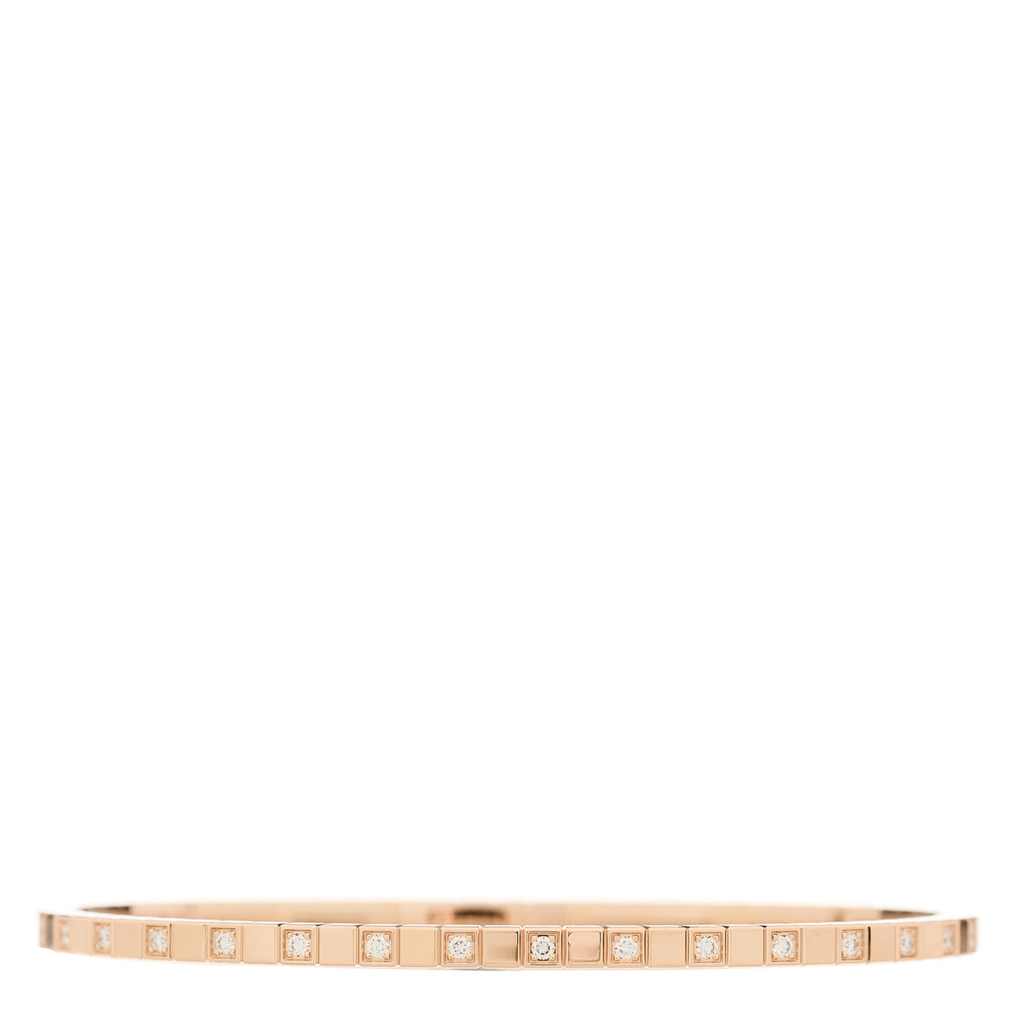 18K Rose Gold Diamond Ice Cube Half Set Bangle Bracelet