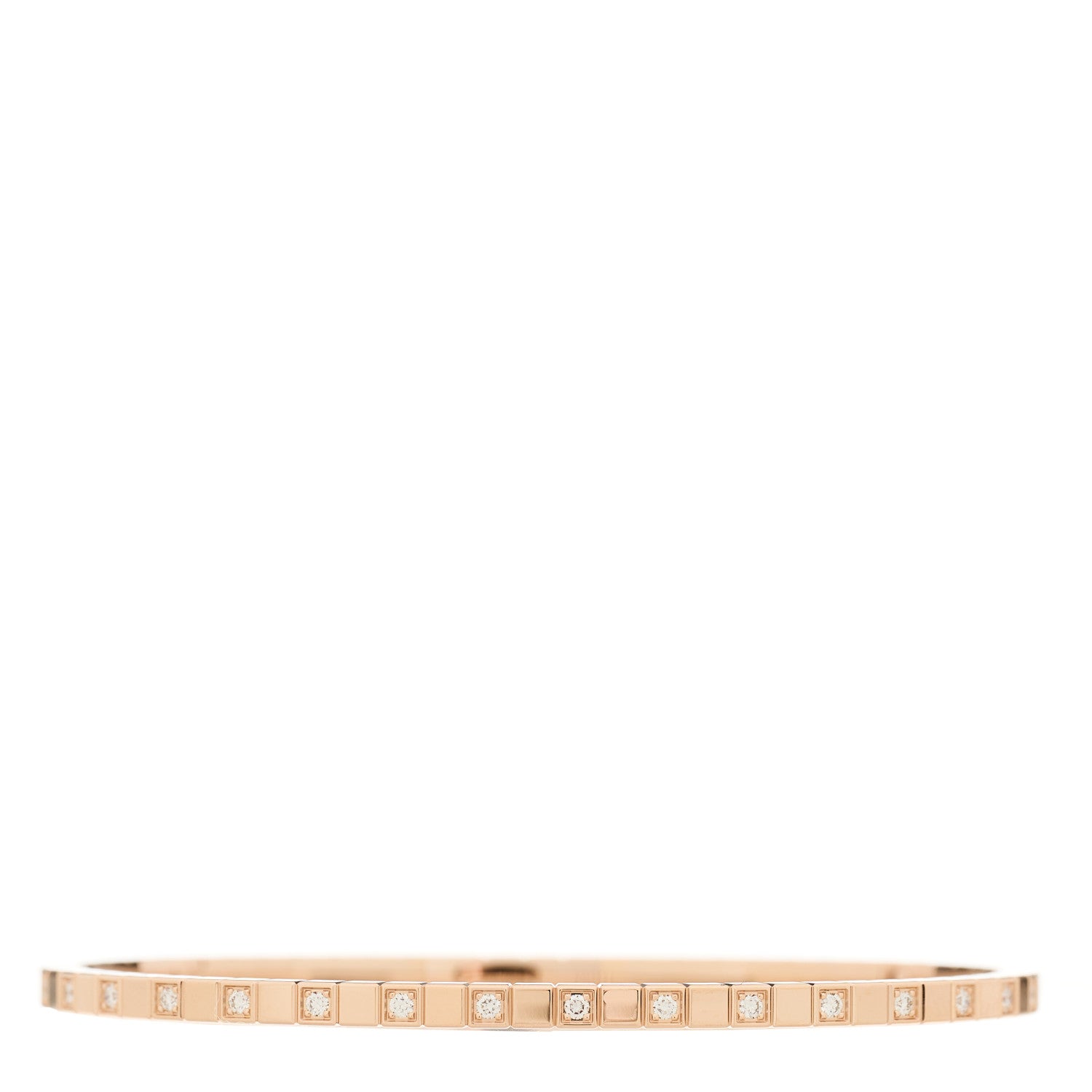 Chopard 18K Rose Gold Diamond Ice Cube Half Set Bangle Bracelet 2 of 4
