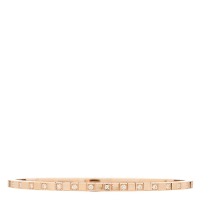 Chopard 18K Rose Gold Diamond Ice Cube Half Set Bangle Bracelet 2 of 4