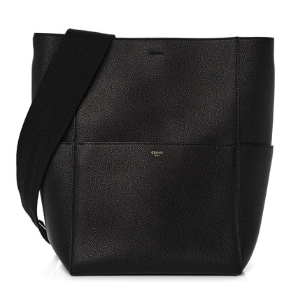 Celine Soft Grained Calfskin Sangle Bucket Bag Black 1 of 10