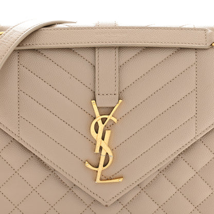 Saint Laurent Grain De Poudre Textured Mixed Matelasse Medium Triquilt Monogram Satchel Dark Latte 8 of 15