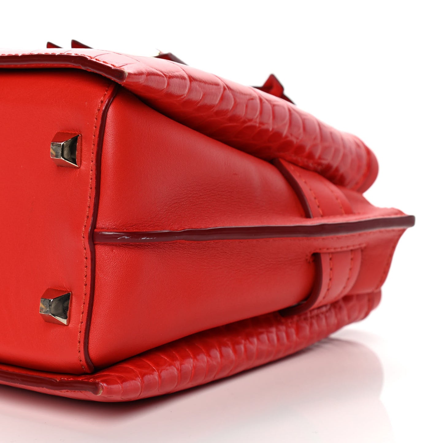 Calfskin Crocodile Embossed Mini Neo Milla Tote Ruby Red