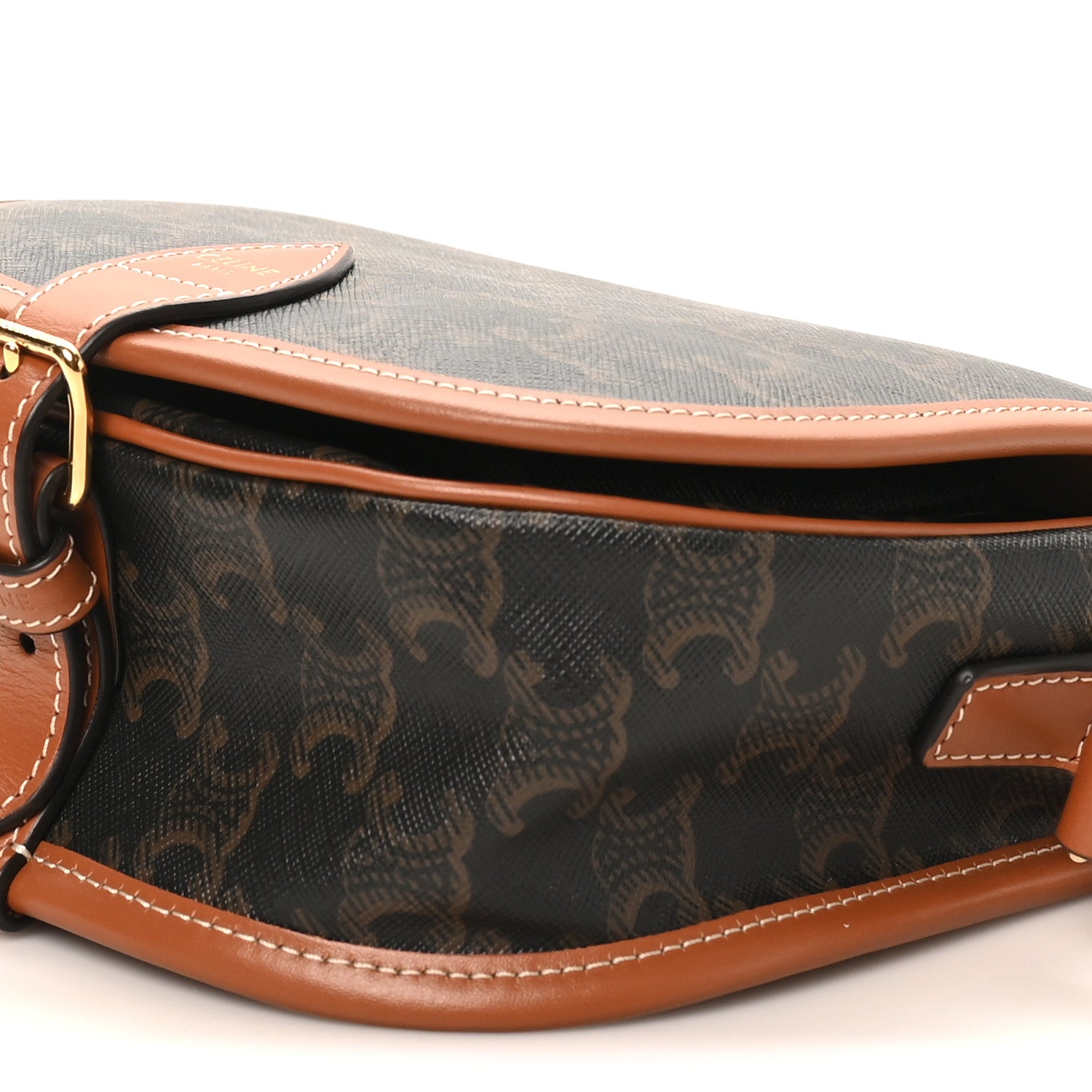 Celine Triomphe Canvas Medium Folco Bag Tan 9 of 9