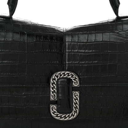 Marc Jacobs Calfskin Crocodile Embossed The St Marc Large Top Handle Bag Black 8 of 10