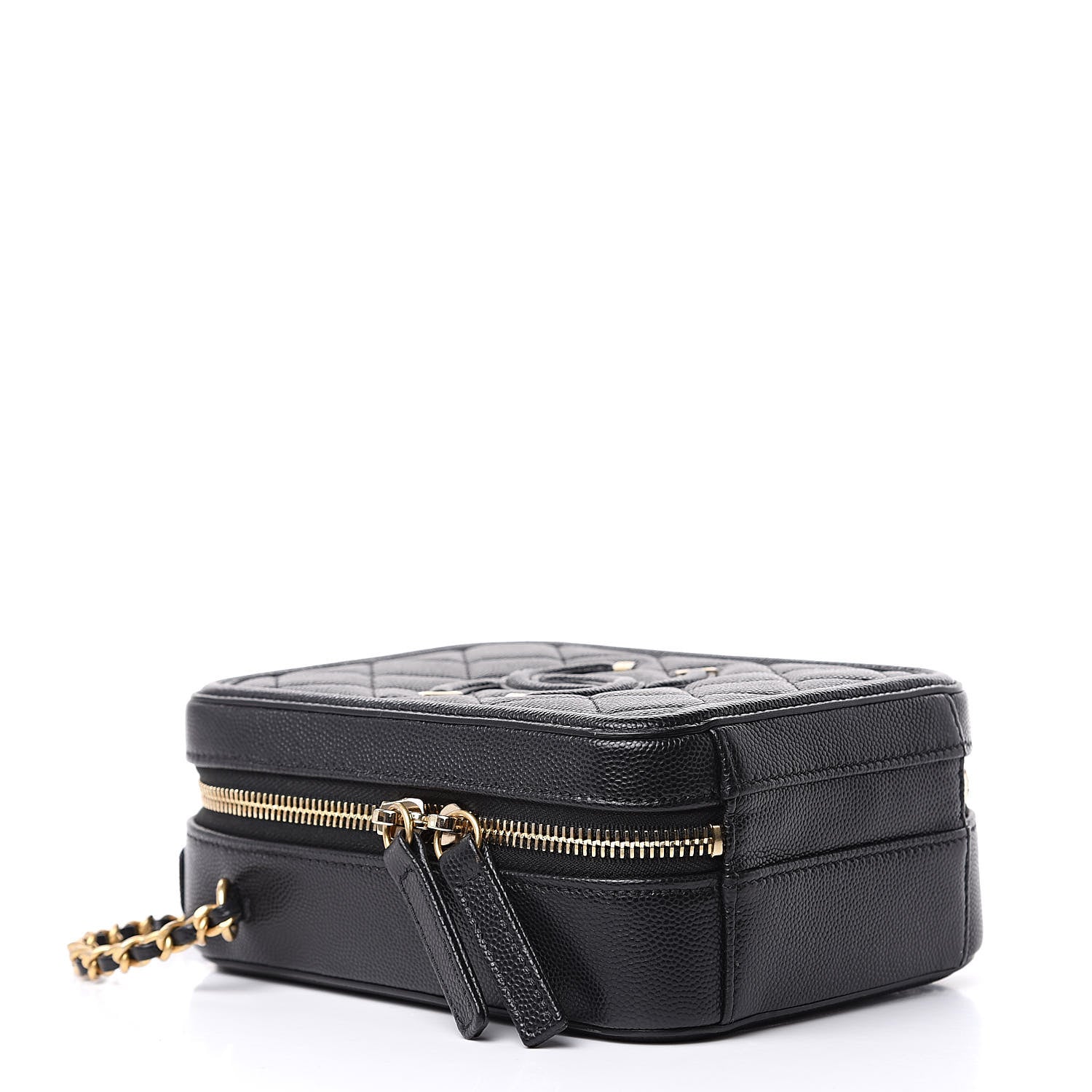 Chanel Caviar Quilted CC North South Filigree Vanity Case Black 4 of 9