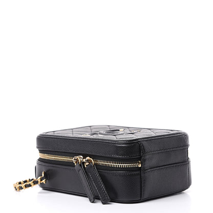 Chanel Caviar Quilted CC North South Filigree Vanity Case Black 4 of 9