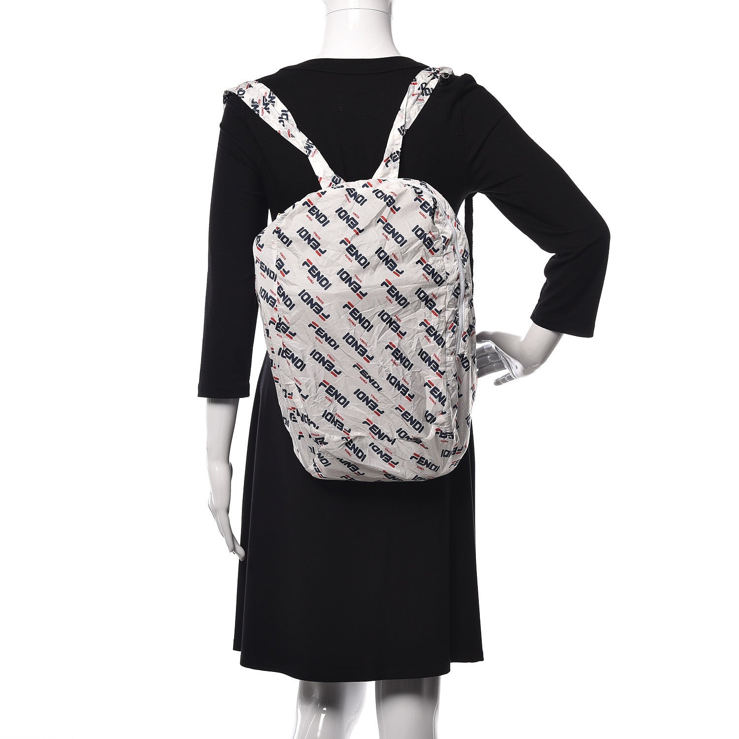Fendi X FILA Calfskin Mania Backpack Help Bag Charm White Blueberry Multicolor 2 of 15