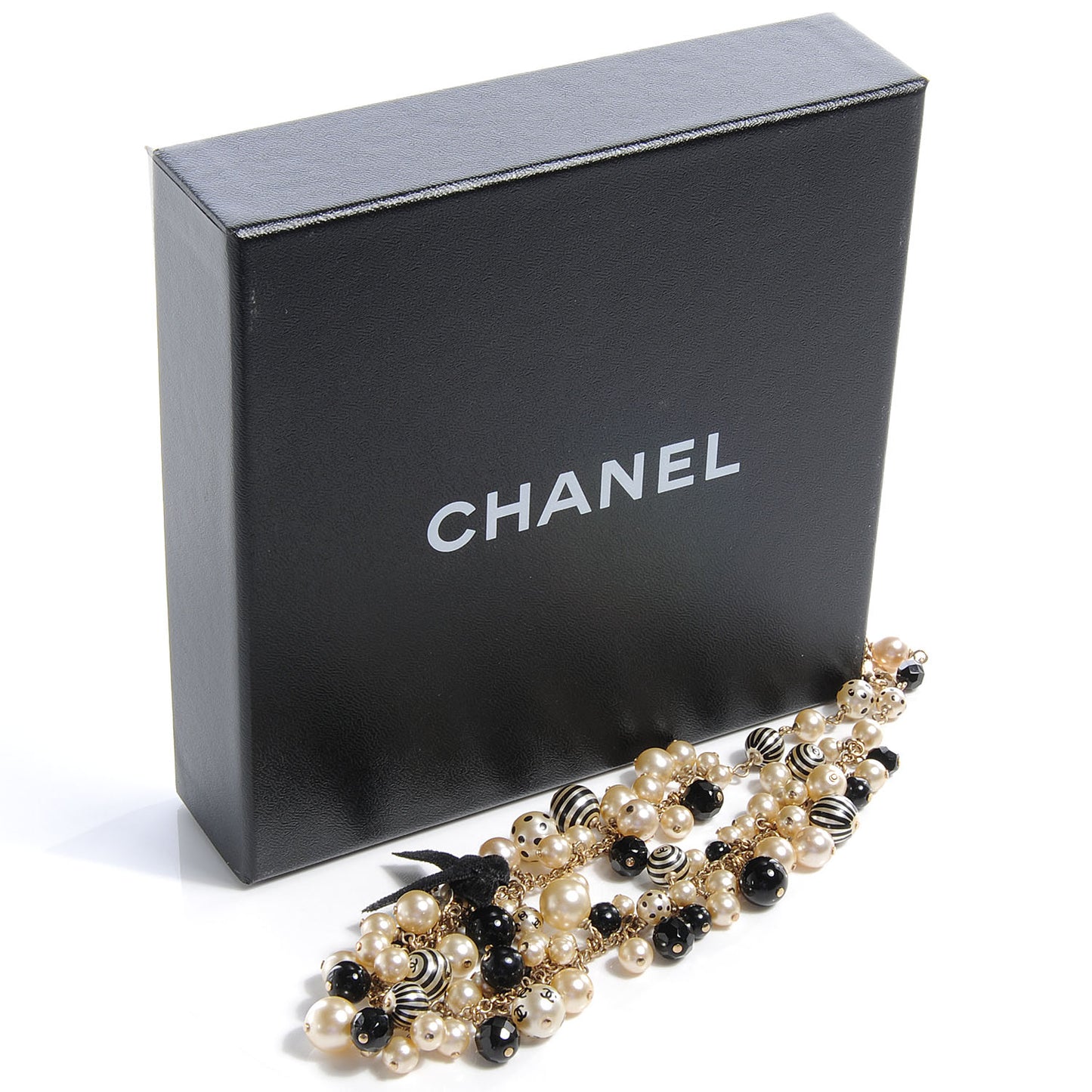 Pearl CC Coco Choker Necklace Ivory Black Gold