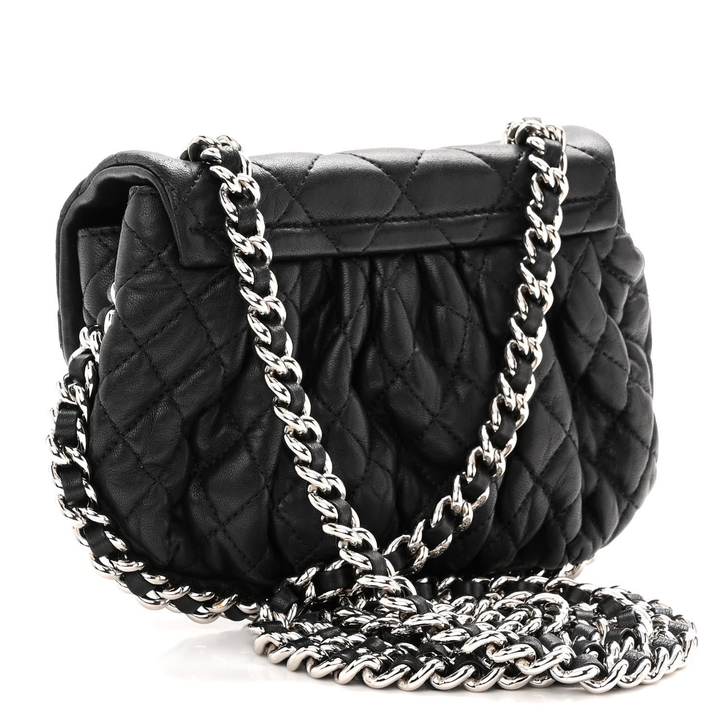 Chanel Washed Lambskin Quilted Mini Chain Around Flap Black 3 of 10