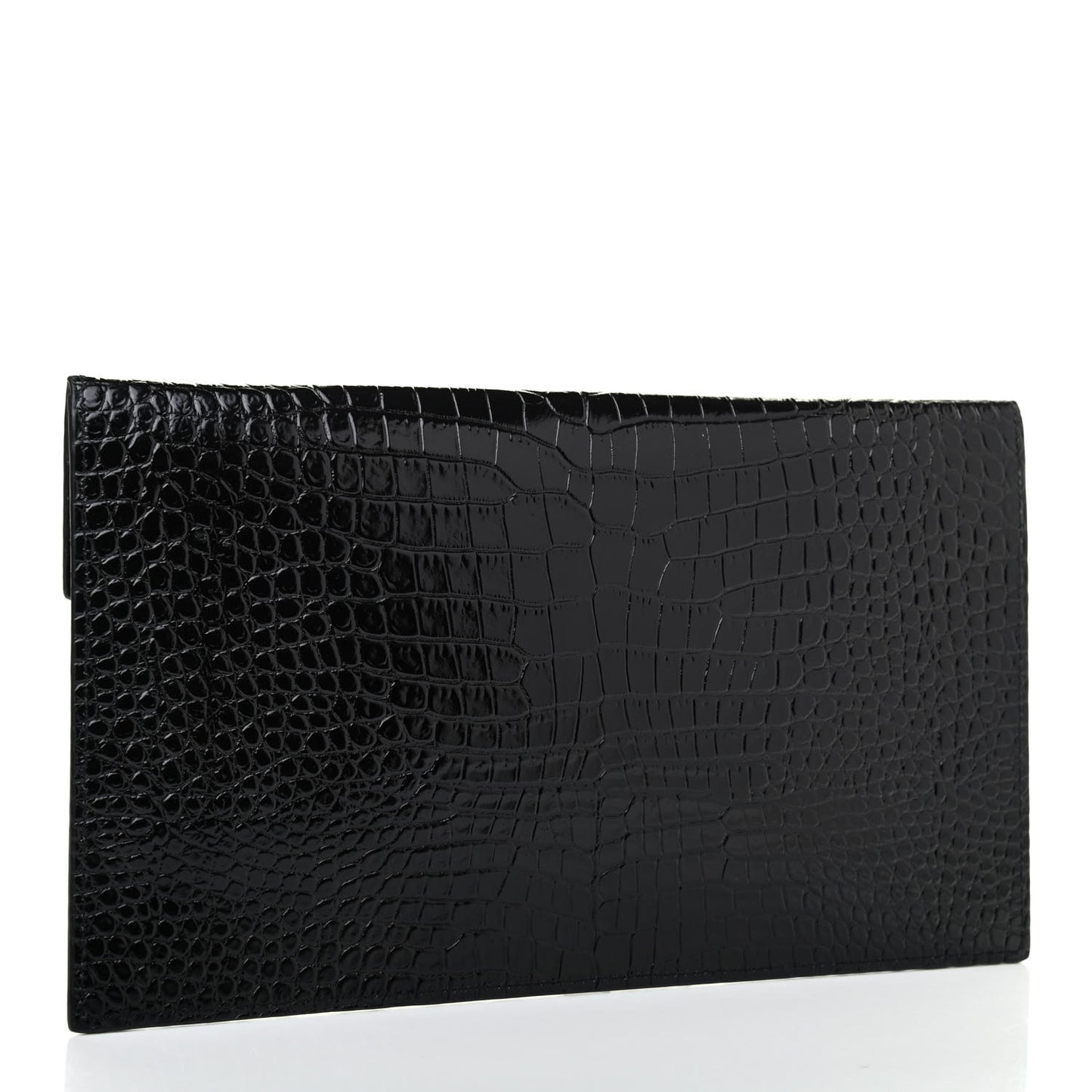 Calfskin Crocodile Embossed Uptown Monogram Pouch Black