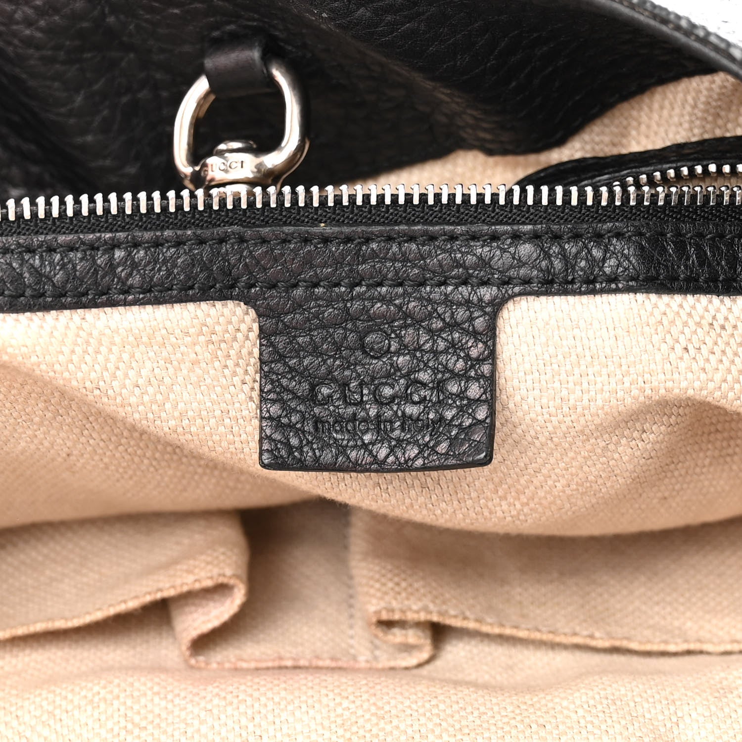 Gucci Pebbled Calfskin Studded Medium Soho Chain Shoulder Bag Black 6 of 19