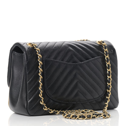 Chanel Calfskin Chevron Quilted Mini Rock The Corner Flap Black 3 of 11