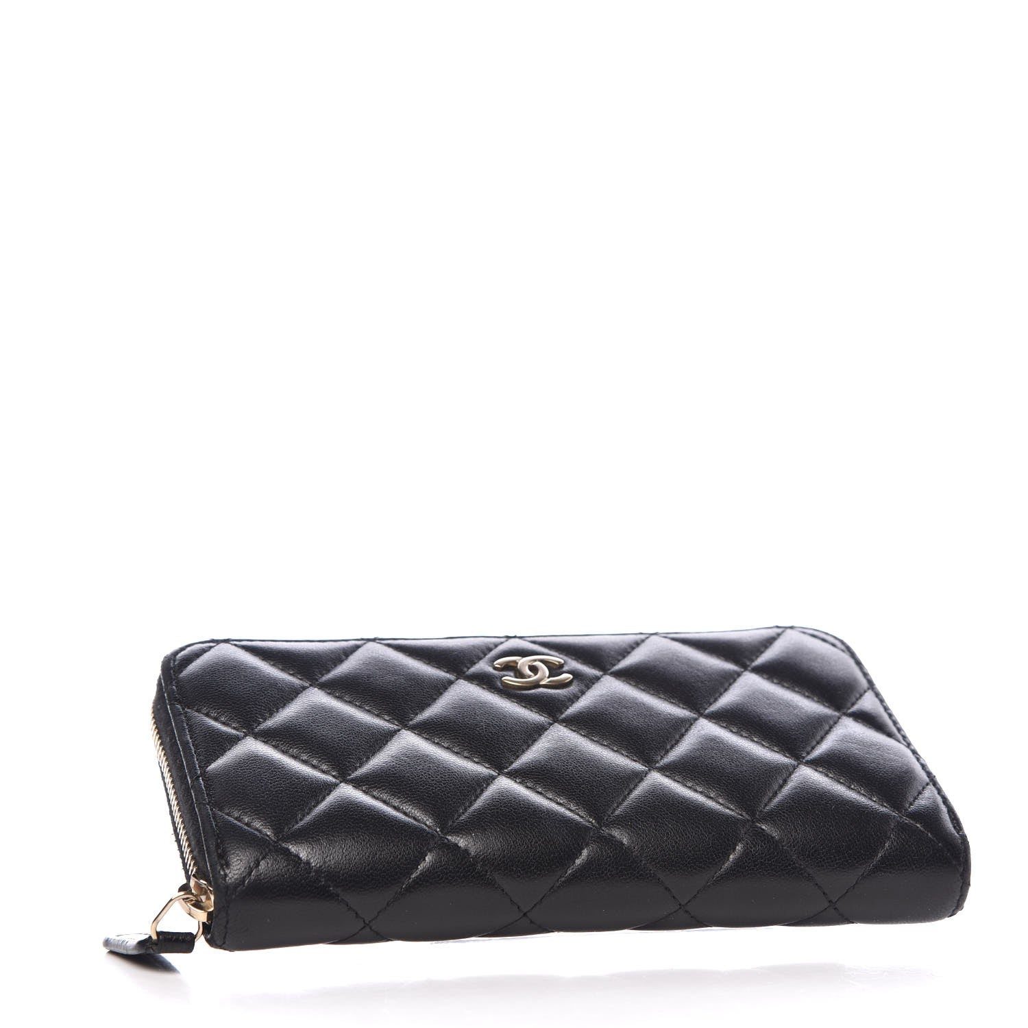 Chanel Lambskin Quilted Small Zip Around Wallet Black 4 of 9