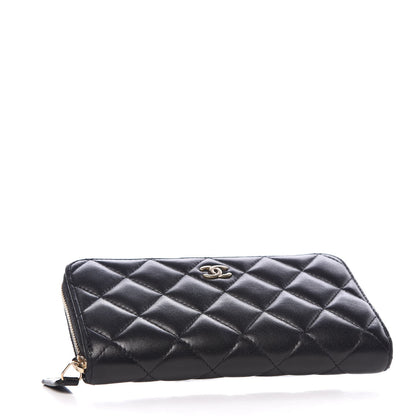 Chanel Lambskin Quilted Small Zip Around Wallet Black 4 of 9