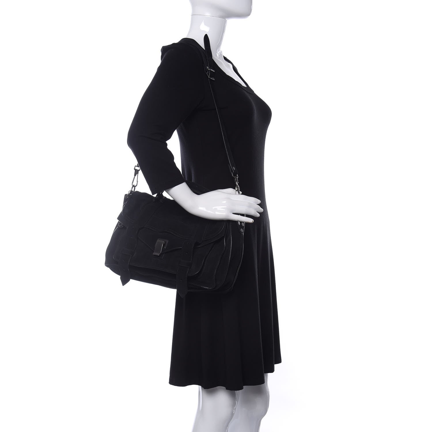 Proenza Schouler Suede Medium PS1 Satchel Black 2 of 9