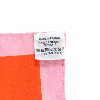 Hermes Cashmere Silk La Maison des Carres Shawl 140 Orange Rose Soleil 3 of 3