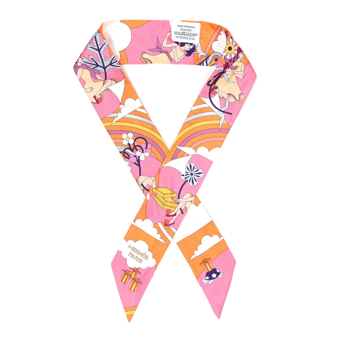 Silk Carres Volants Twilly Orange Rose Malaba