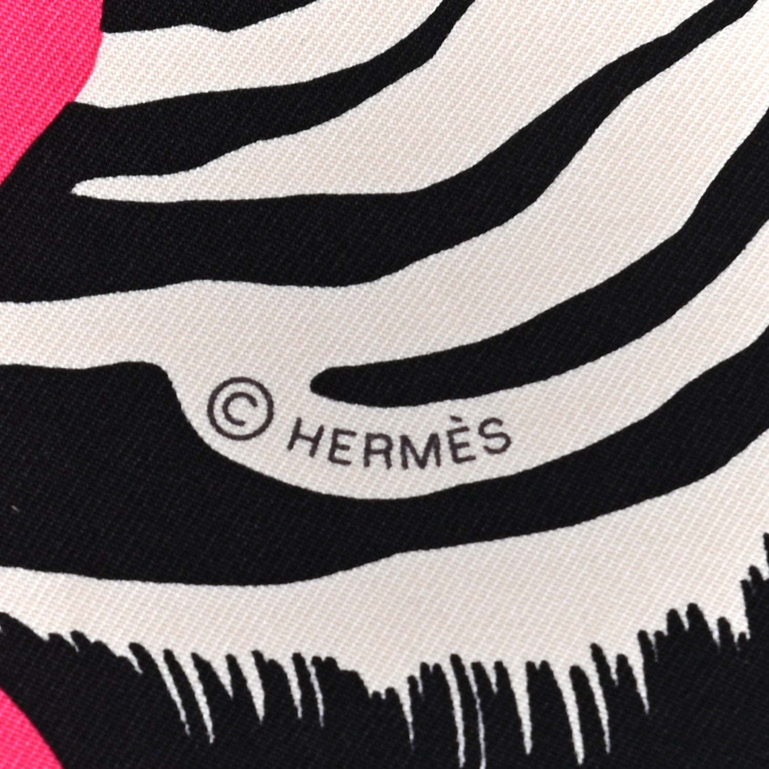 Hermes Silk Zebra Pegasus Scarf 90 Rose Vif Black Ivoire 5 of 6