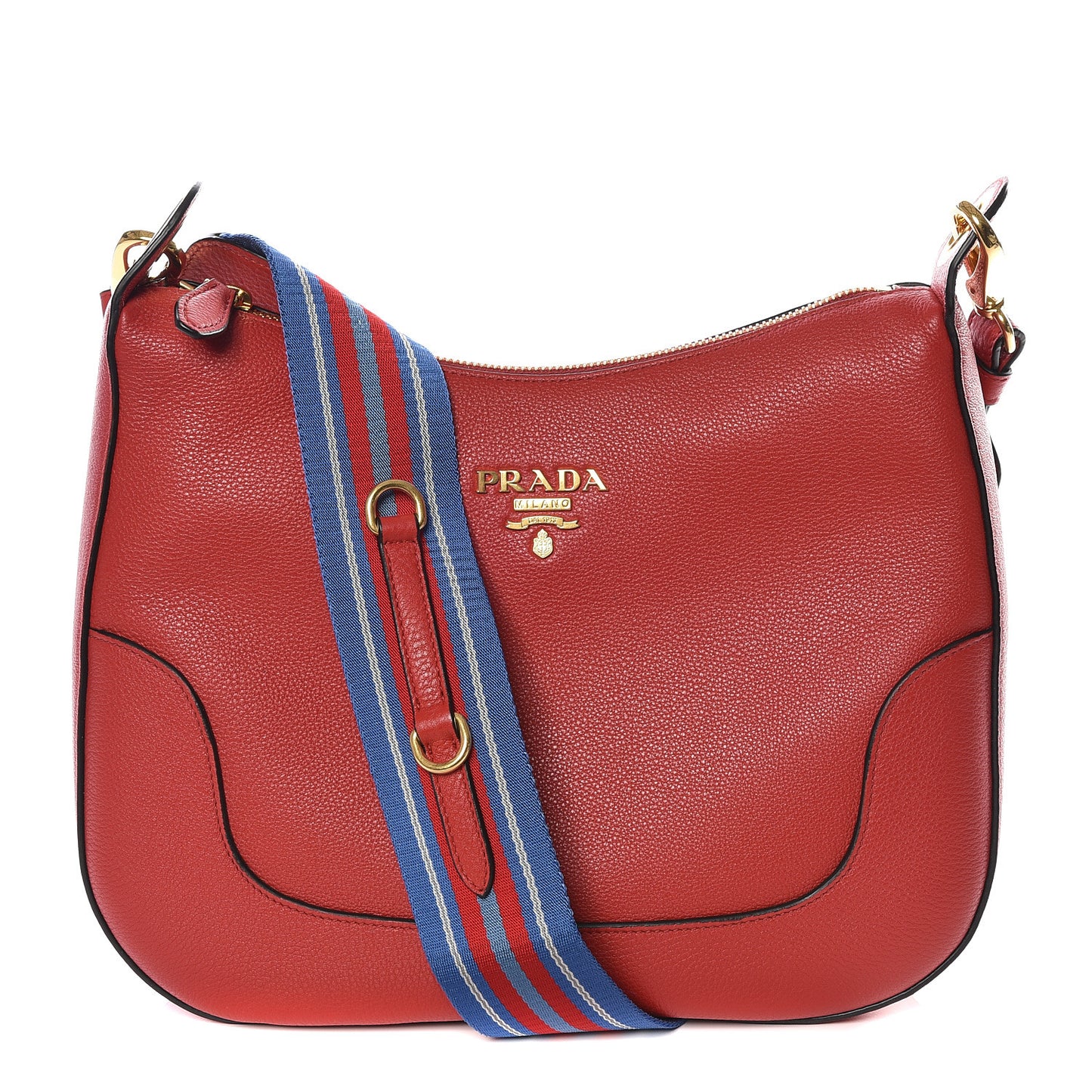 Vitello Phenix Zippered Messenger Hobo Rosso