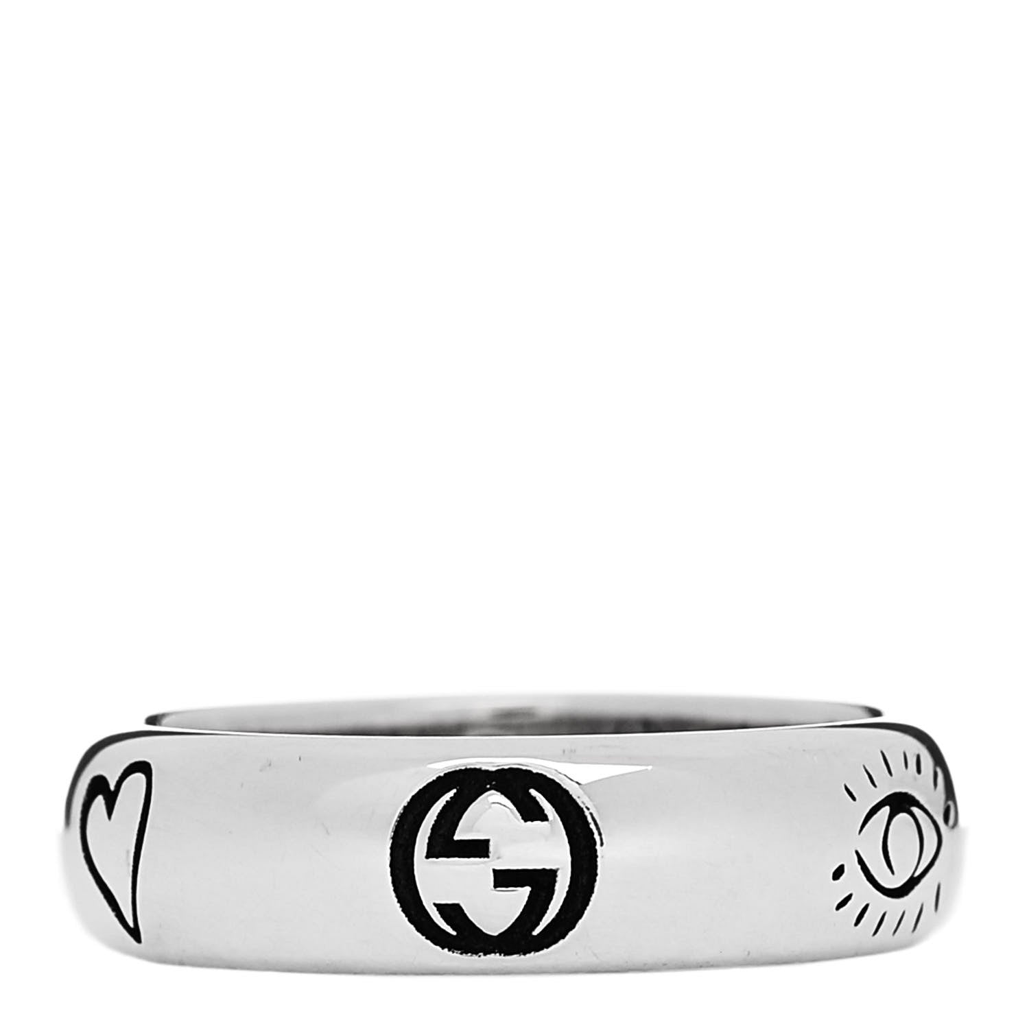 Gucci Sterling Silver Blind for Love Band Ring 50 5.5 3 of 5