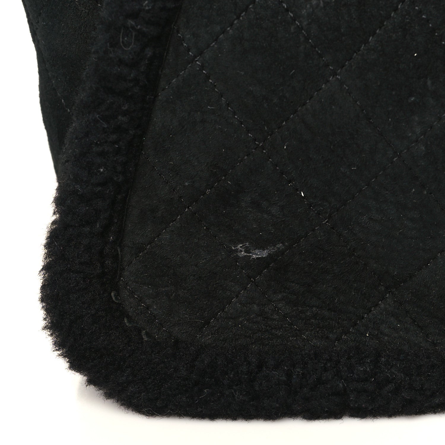 Chanel Shearling Suede Quilted Fur Flap Black 9 of 12