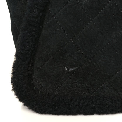 Chanel Shearling Suede Quilted Fur Flap Black 9 of 12