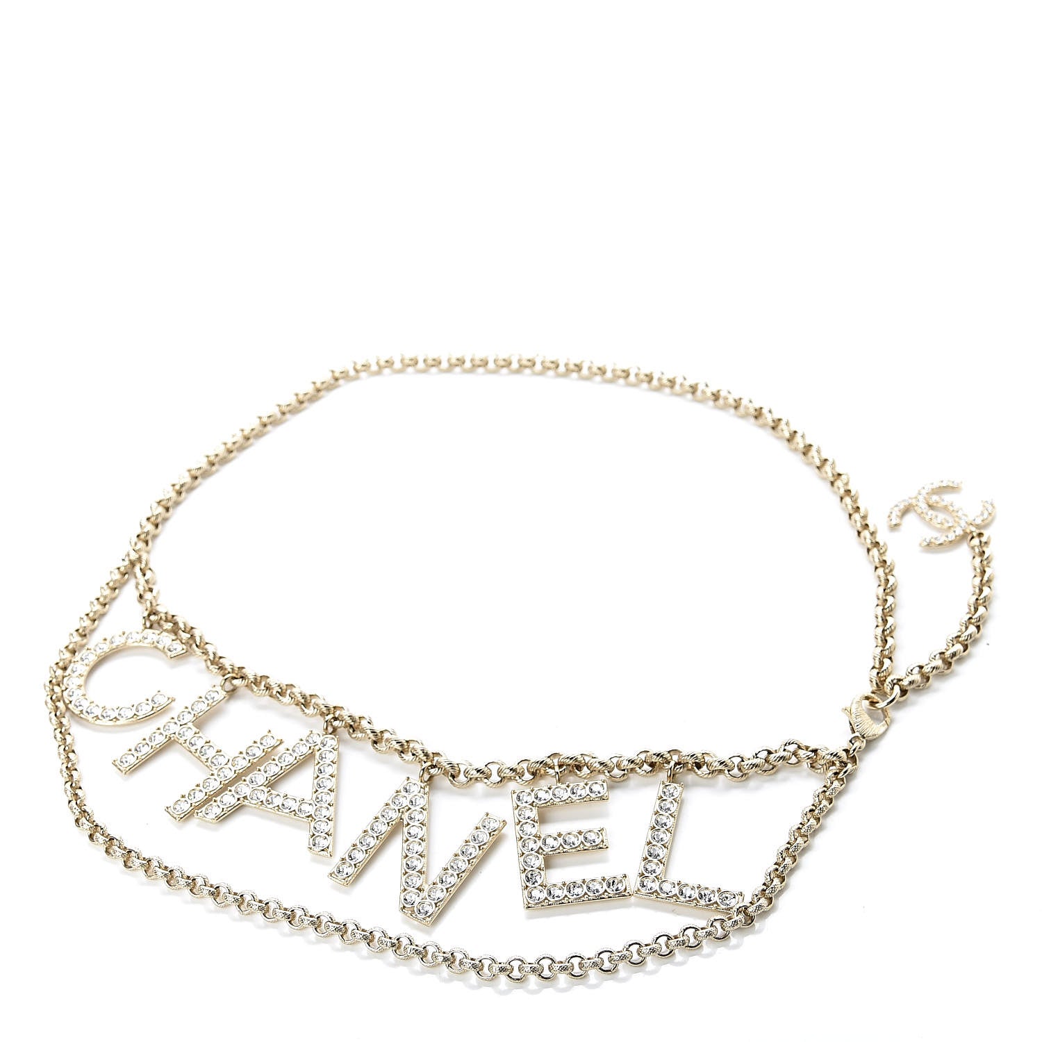 Chanel Metal Crystal 90's Icon Logo Chain Belt Gold 1 of 5