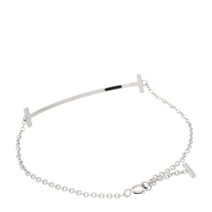 Tiffany 18K White Gold Diamond T Smile Bracelet 2 of 5