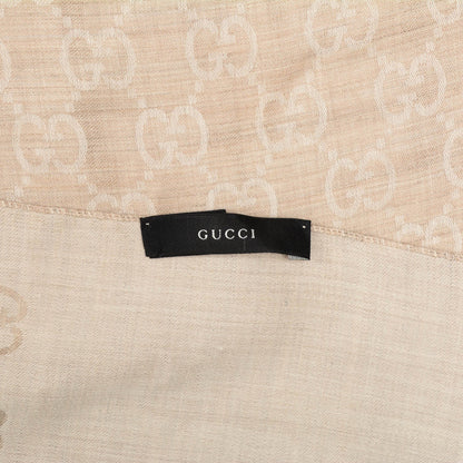 Gucci Wool Silk GG Monogram GGNat Plus Scarf Sand 4 of 4