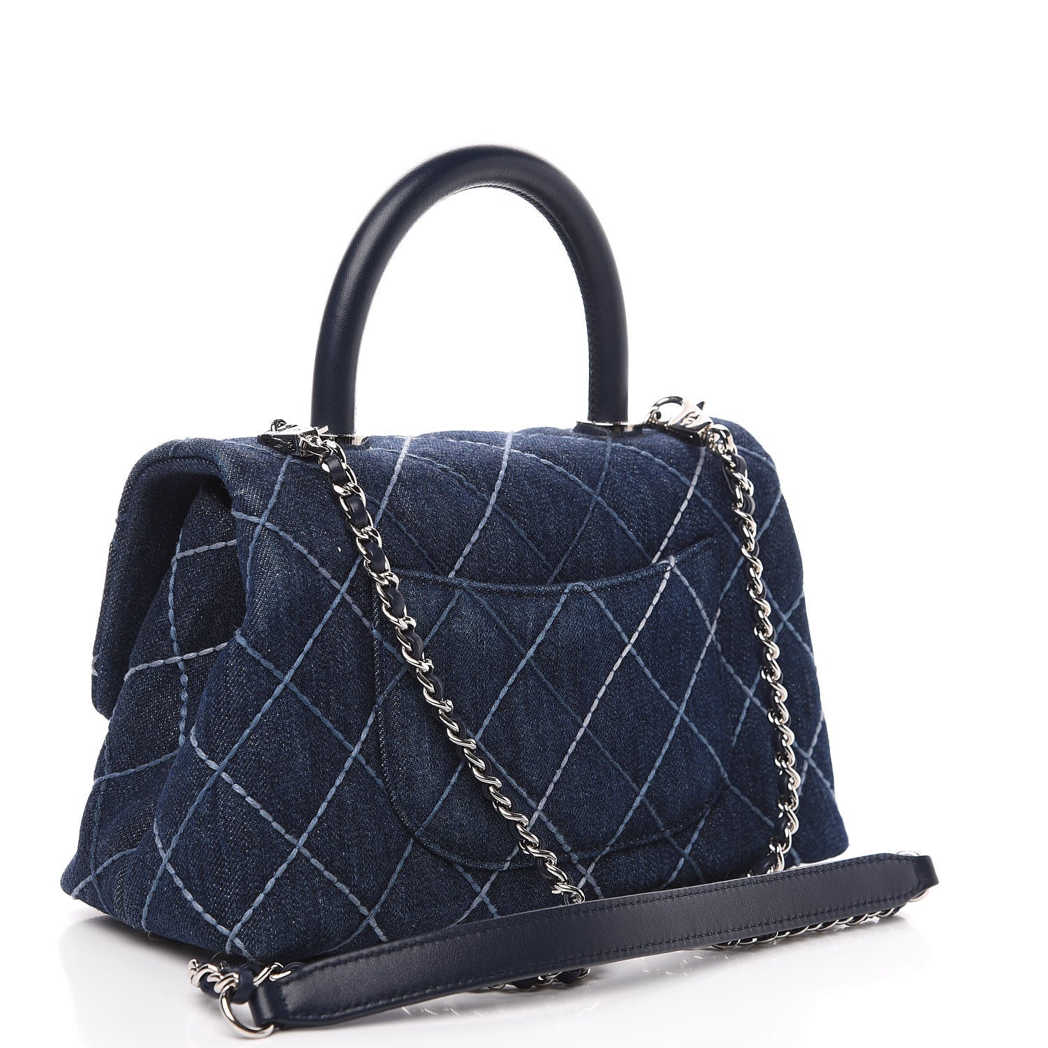 Chanel Denim Quilted Mini Coco Handle Flap Blue 2 of 9