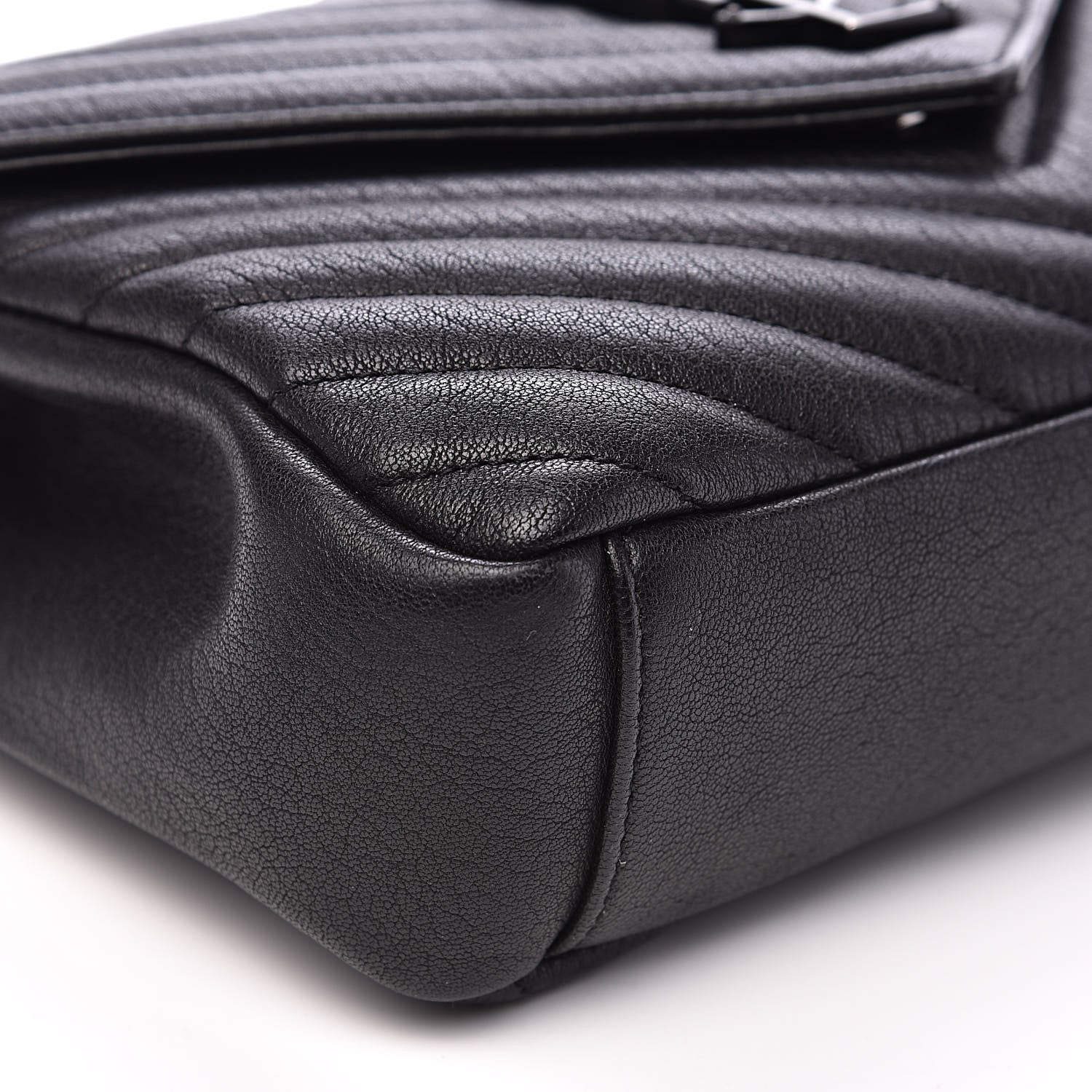 Saint Laurent Sheepskin Matelasse Chevron Monogram Medium College Bag Black 8 of 12