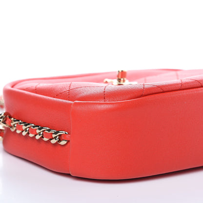 Chanel Goatskin Quilted Large Casual Trip Camera Case Bag Red 8 of 13