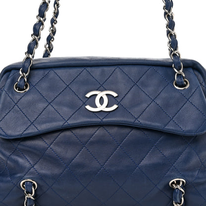 Chanel Lambskin Quilted Medium Chain Around Tote Blue 8 of 12