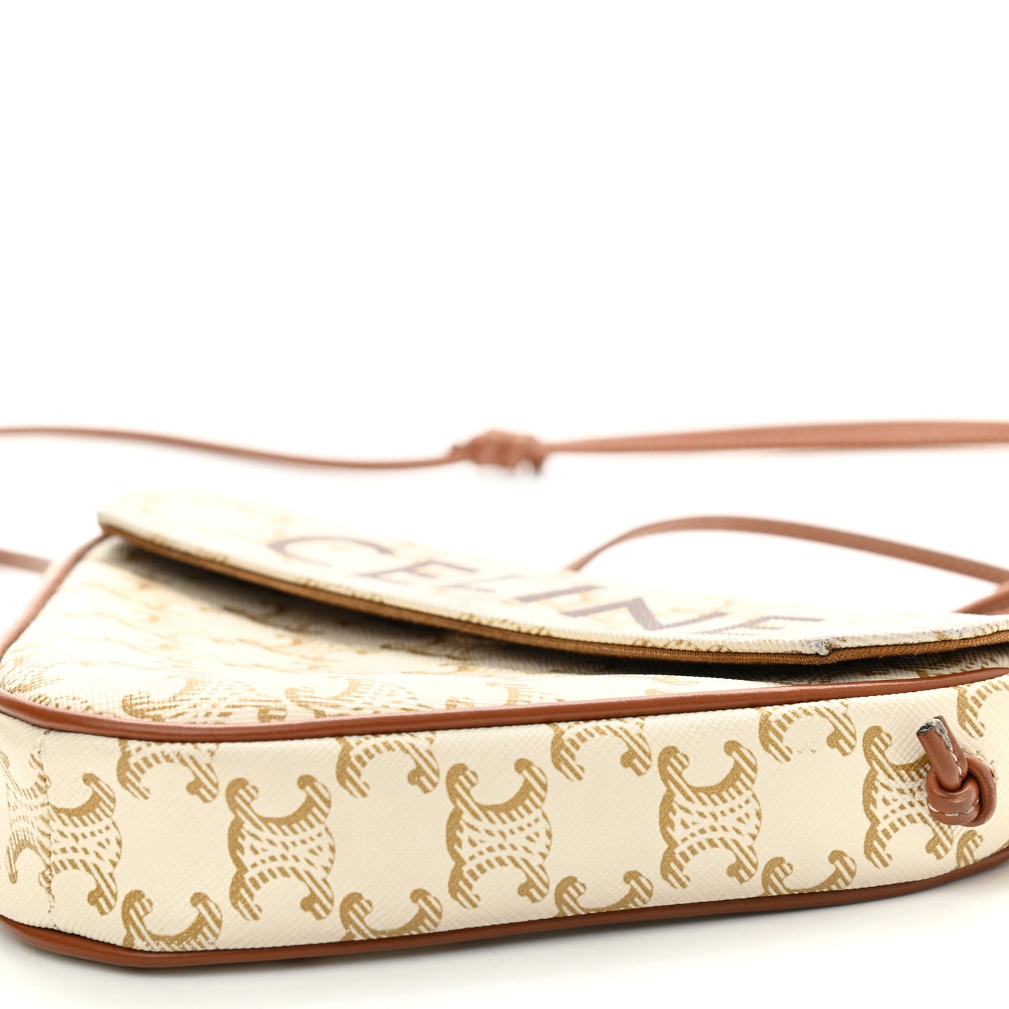 Triomphe Canvas Triangle Crossbody Bag White Tan