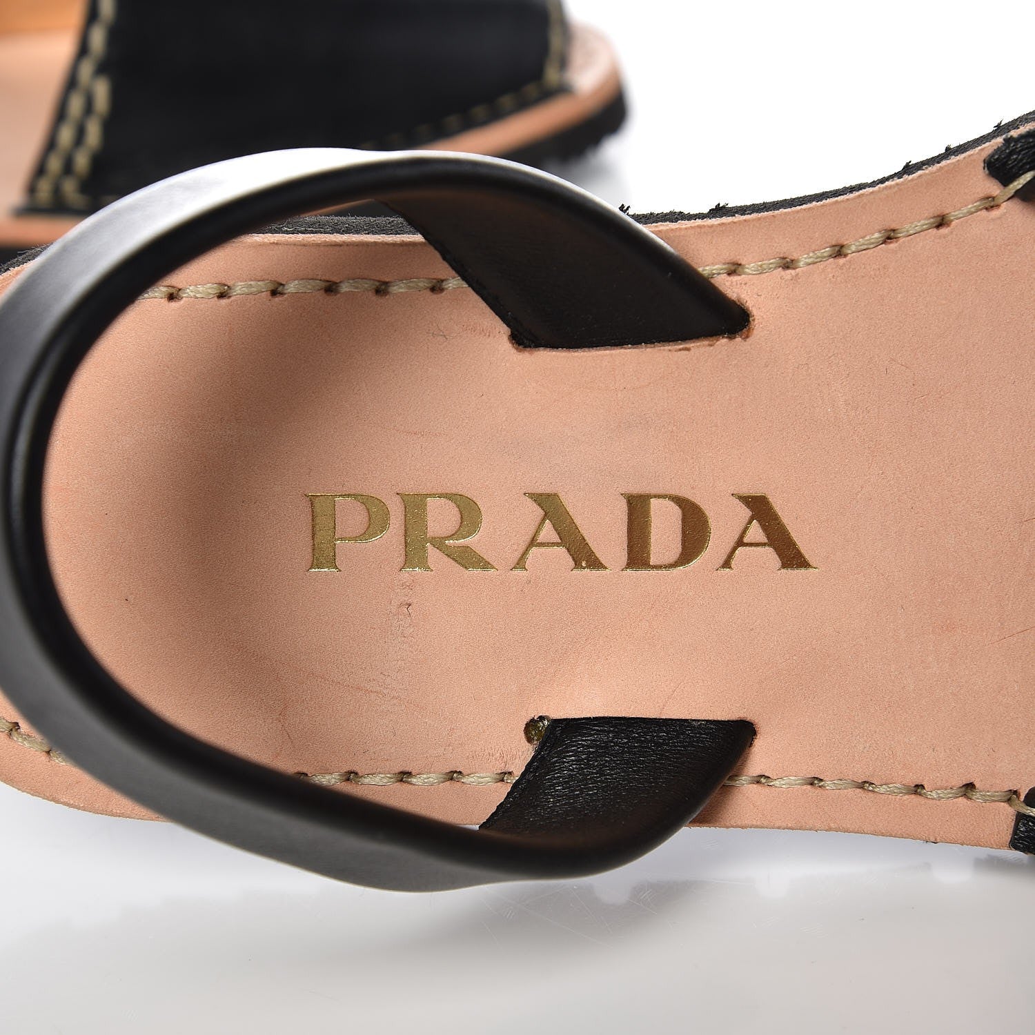 Prada Vitello Slingback Flat Sandals 37 Black 10 of 12