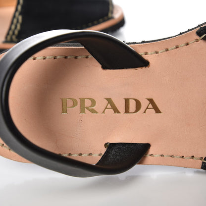 Prada Vitello Slingback Flat Sandals 37 Black 10 of 12