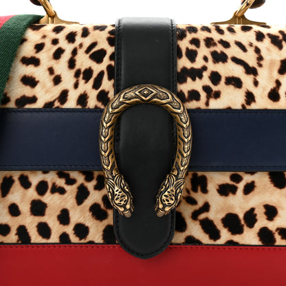 Gucci Calf Hair Calfskin Bamboo Web Leopard Print Medium Dionysus Top Handle Bag Natural Blue Agata Hibiscus Red 8 of 12
